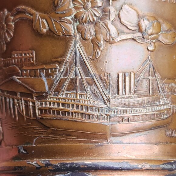 Antique "Souvenir of Vancouver BC" Copper Cup Stanley Park Waterfront CPR Depot - Picture 13 of 16